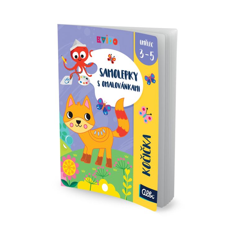Samolepky s omalovánkami - Kočička (Kvído)